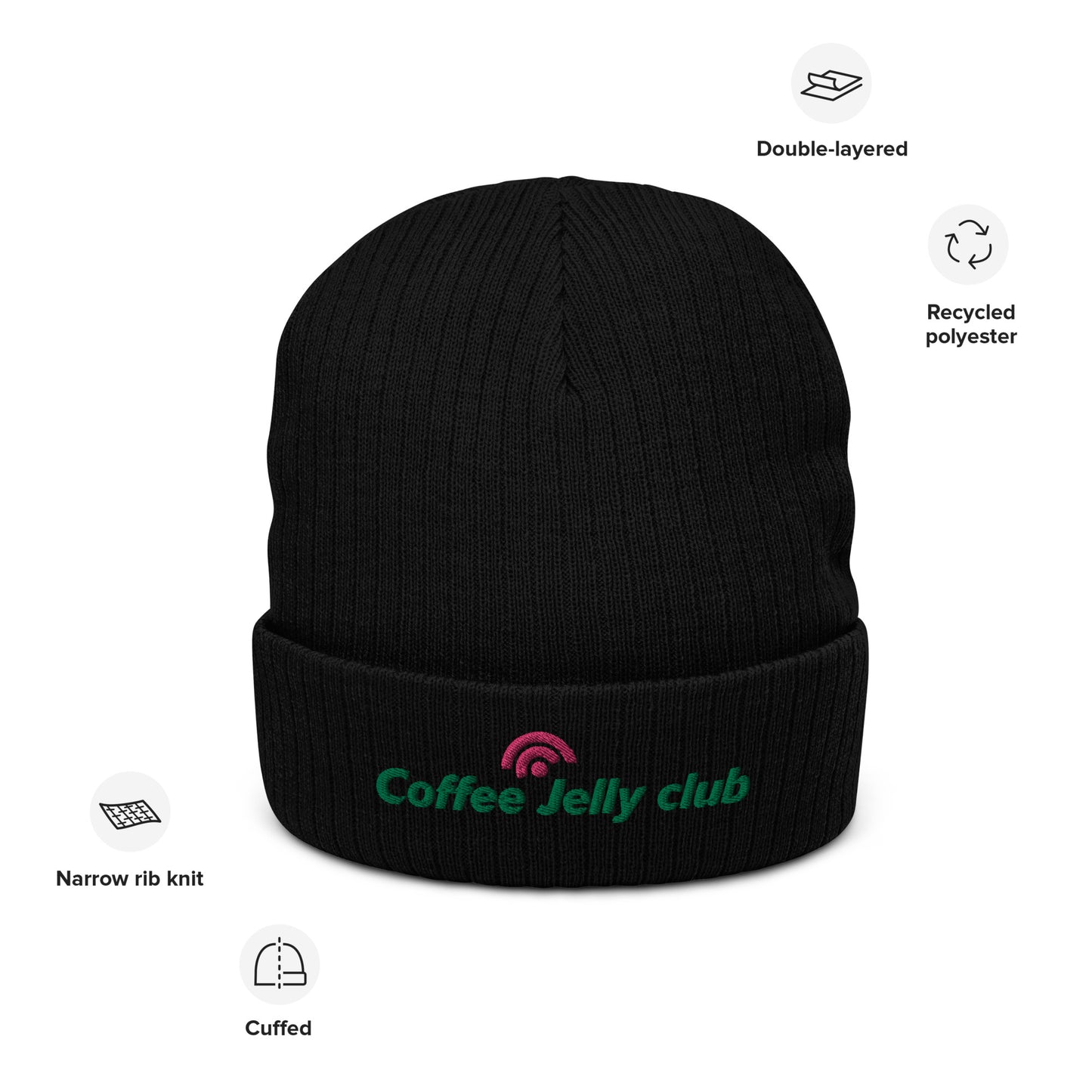 Coffee Jelly Club Ribbed Knit Beanie