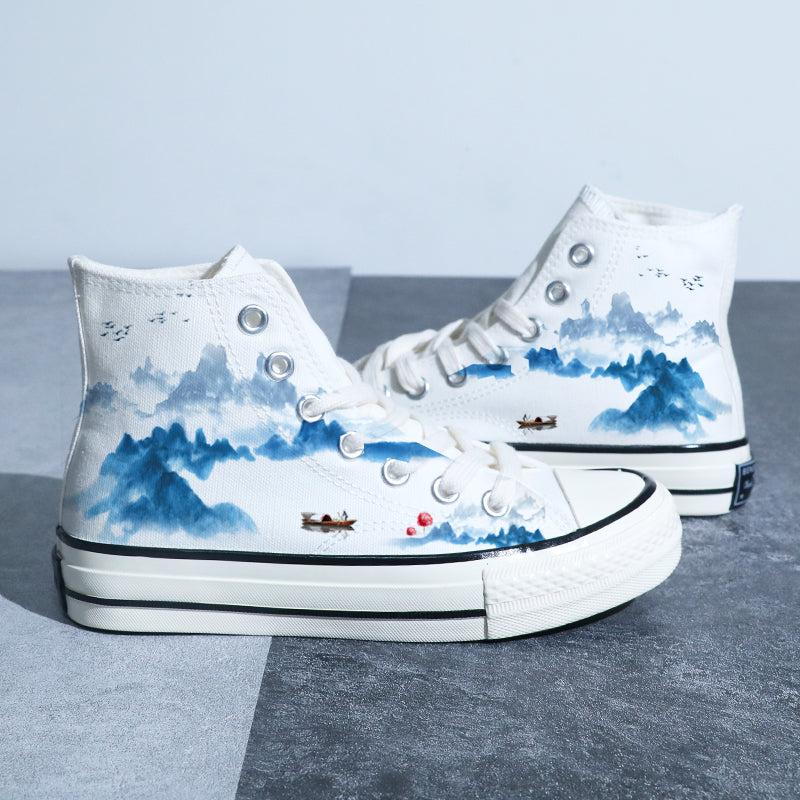 Japanese Calligraphy Art Canvas Shoes