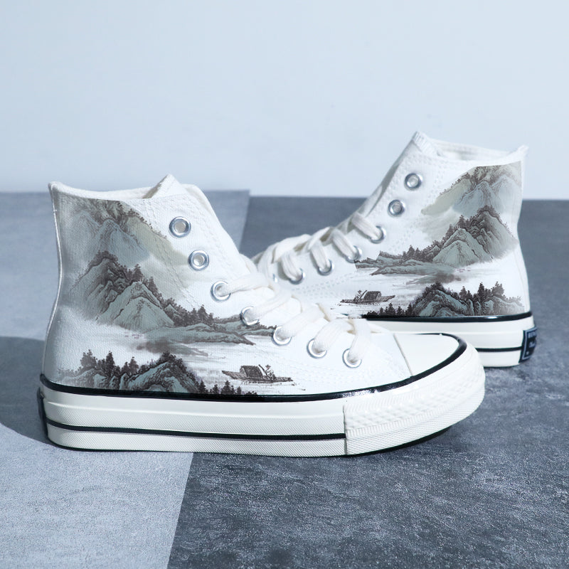 Japanese Calligraphy Art Canvas Shoes